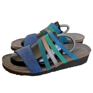 NAOT PEYTON Slide Sandal Blue/teal/silver 10